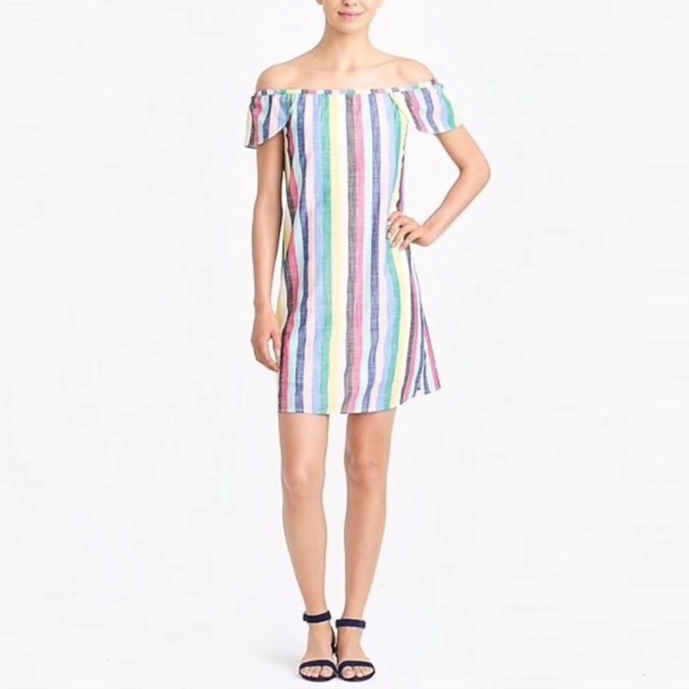 J. Crew Multicolor Off-Shoulder Dress